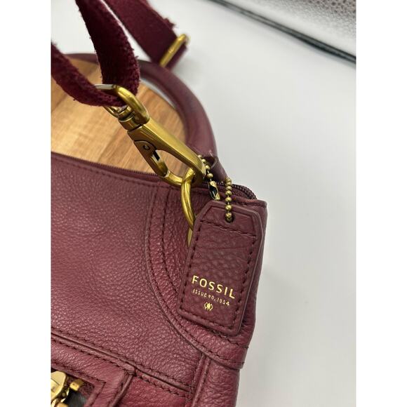 Fossil Handbag Purse Purple Pebble Leather Crossbody Or Shoulder Zip Boho Chic - Picture 7 of 16